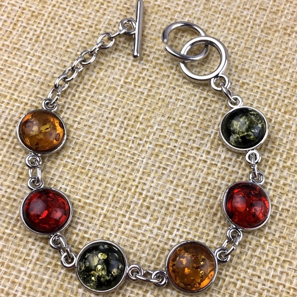 New Simulated Amber Toggle Bracelet 6 1/2 & 7 - Picture 7 of 8